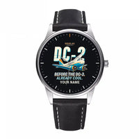 Thumbnail for Douglas DC-2 - Cartoon + Name - Leather Strap - Black Leather Strap