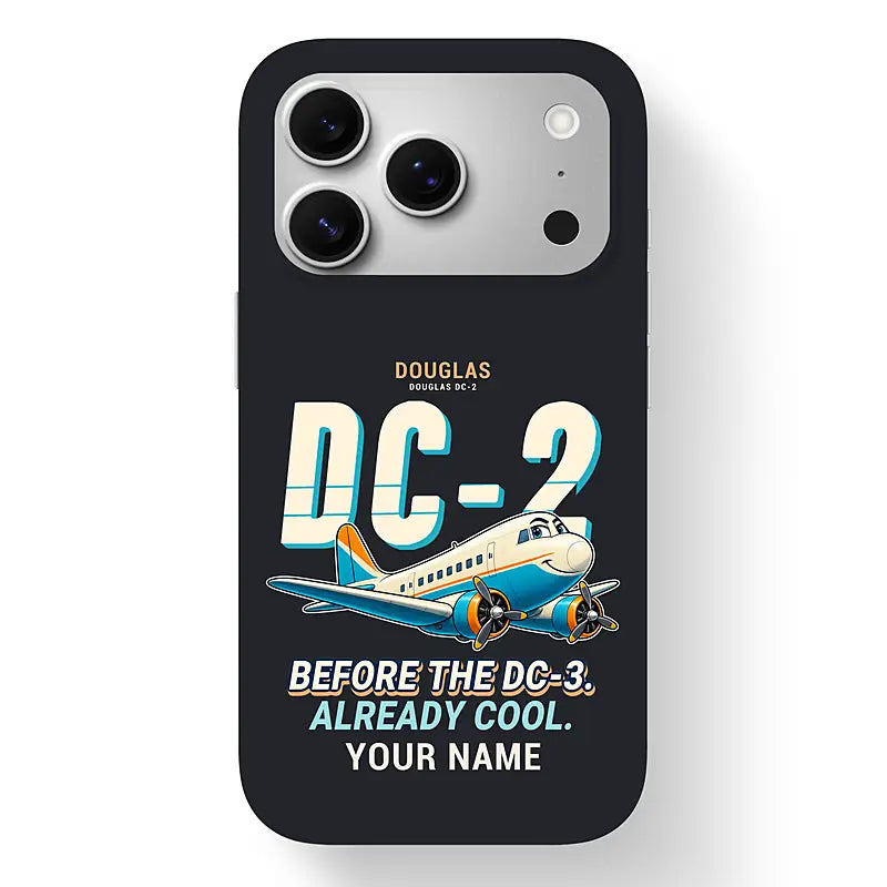 Douglas DC-2 - Cartoon + Name - MagSafe iPhone 17 Pro - Black