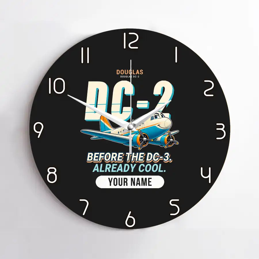 Douglas DC-2 - Cartoon + Name - No Frame - Black