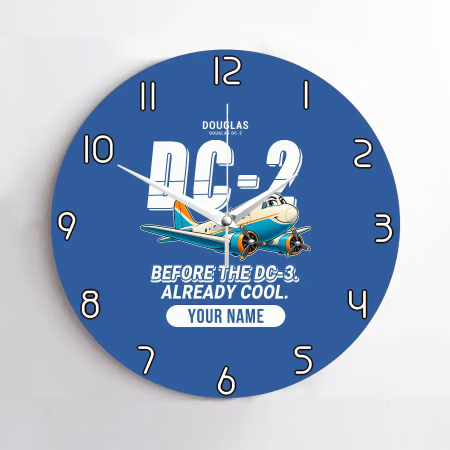 Douglas DC-2 - Cartoon + Name - No Frame - Blue