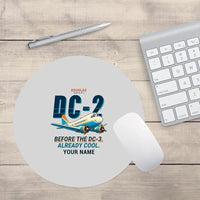 Thumbnail for Douglas DC-2 - Cartoon + Name - Round Mouse Pad - Light Gray
