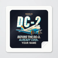 Thumbnail for Douglas DC-2 - Cartoon + Name - Square Sticker - Peel