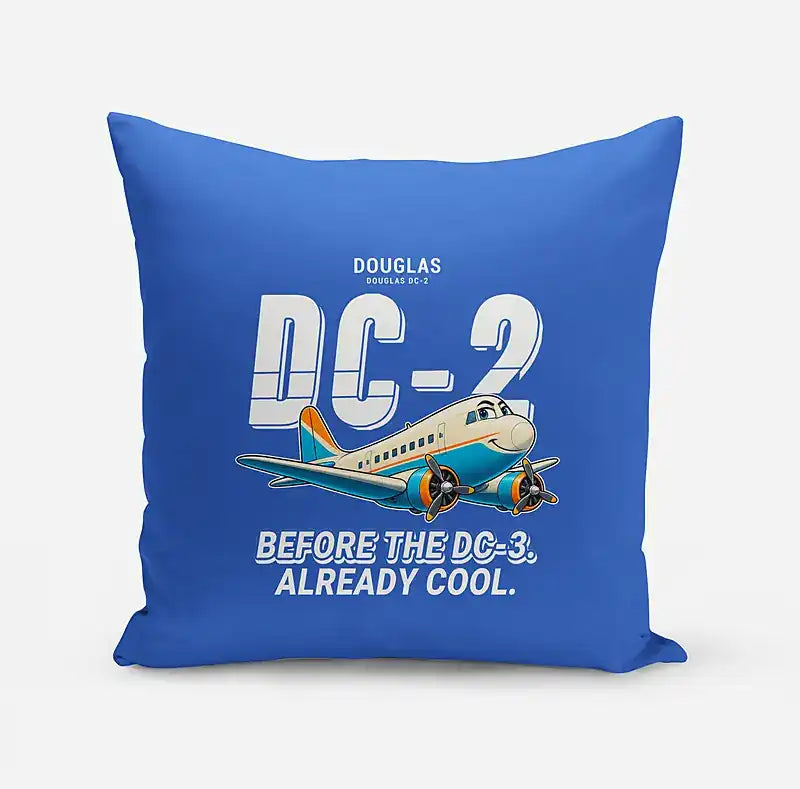 Douglas DC-2 - Cartoon - Pillow - Blue