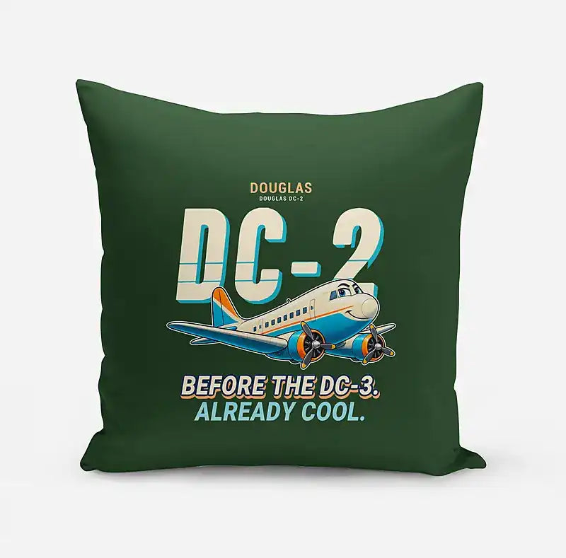 Douglas DC-2 - Cartoon - Pillow - Dark Green
