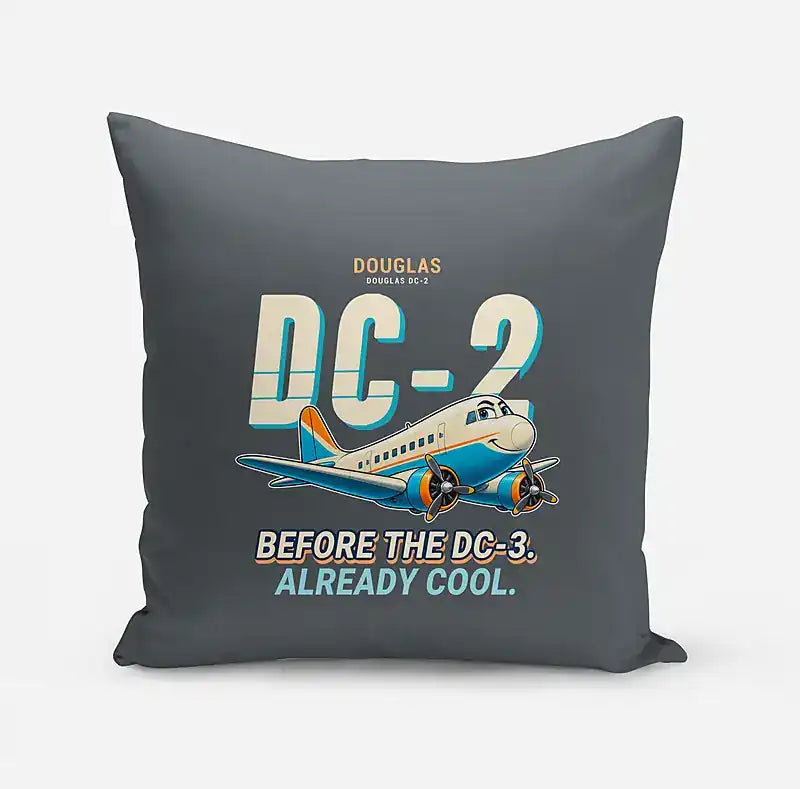 Douglas DC-2 - Cartoon - Pillow - Gray