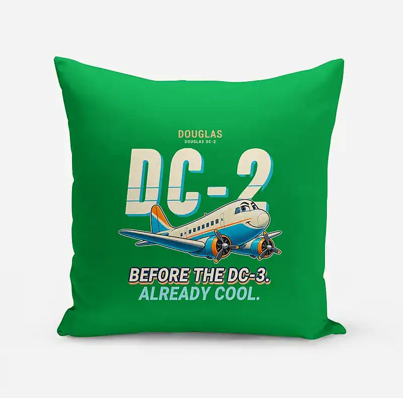 Douglas DC-2 - Cartoon - Pillow - Green