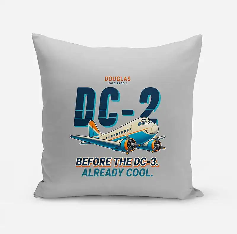 Douglas DC-2 - Cartoon - Pillow - Light Gray
