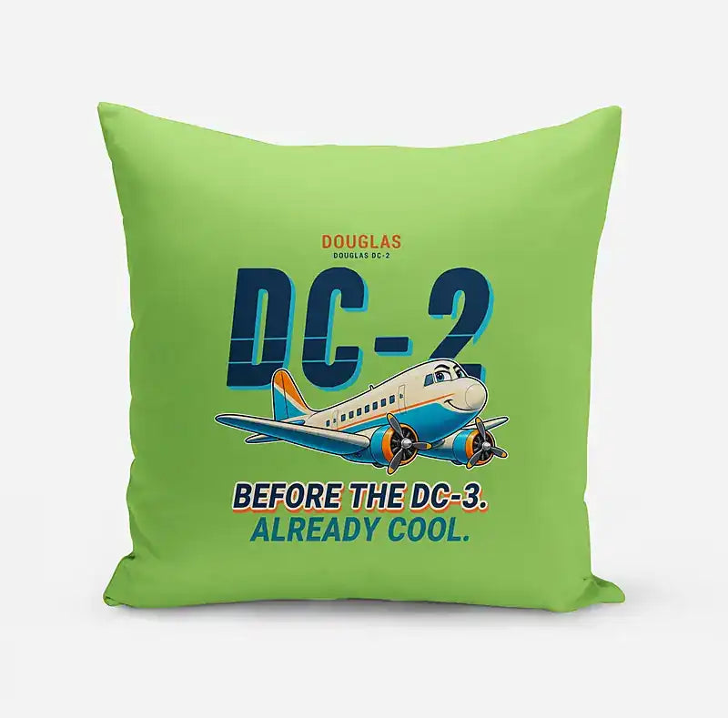 Douglas DC-2 - Cartoon - Pillow - Light Green