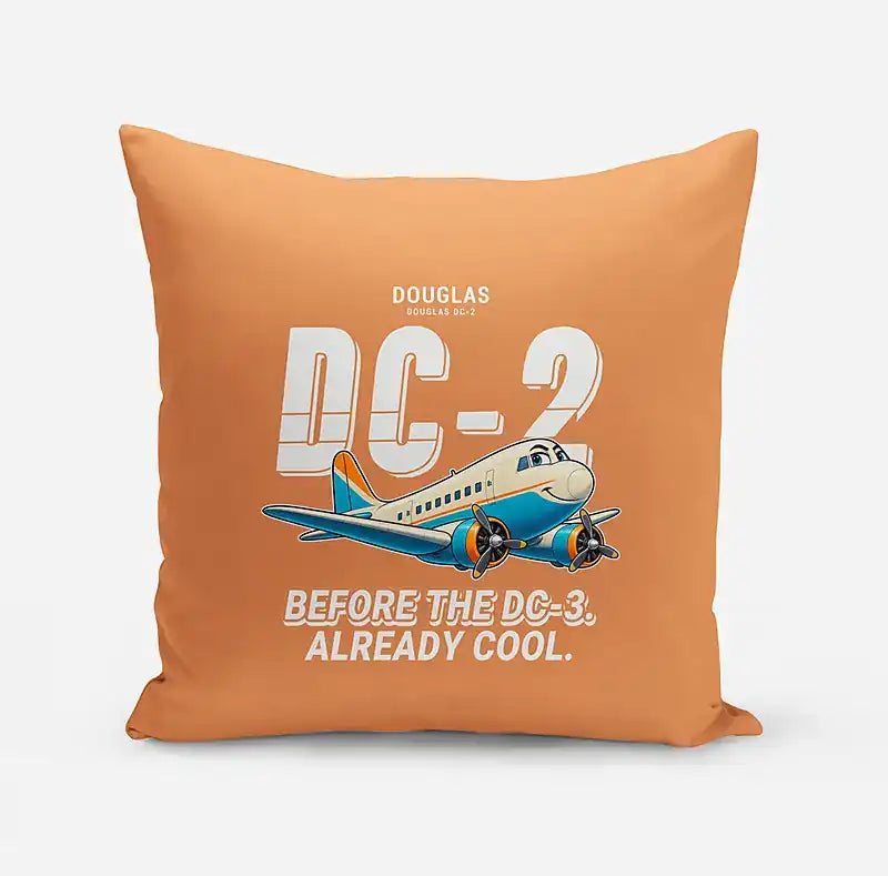 Douglas DC-2 - Cartoon - Pillow - Orange