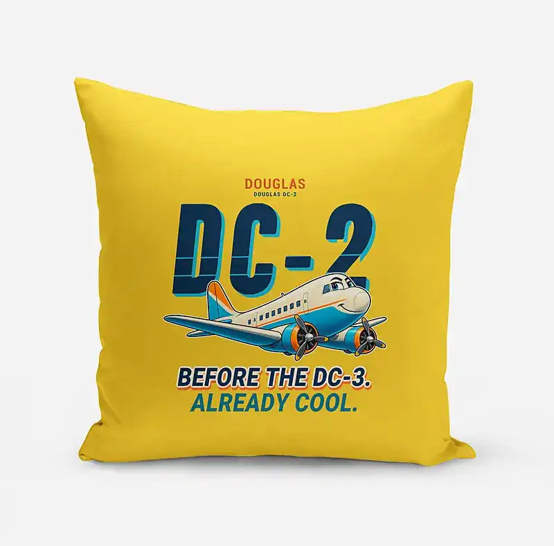Douglas DC-2 - Cartoon - Pillow - Yellow