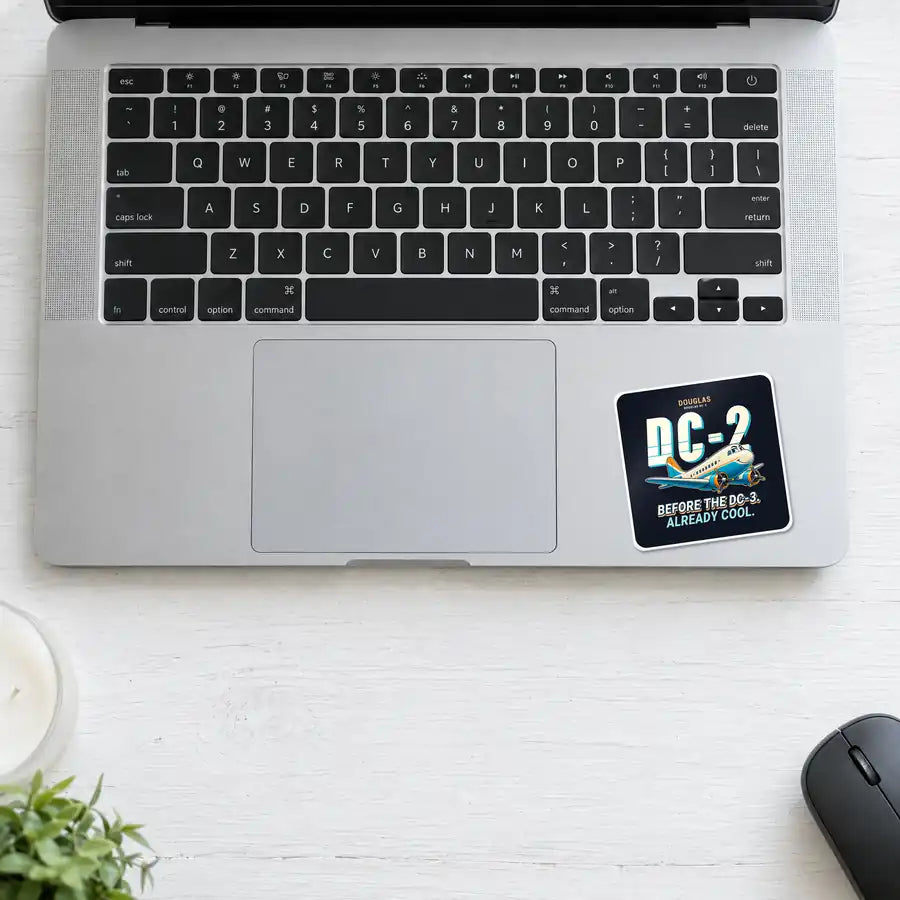 Douglas DC-2 - Cartoon - Square Sticker - Laptop