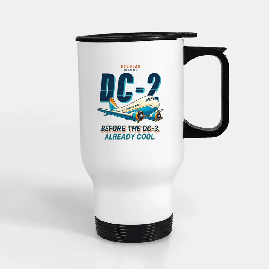 Douglas DC-2 - Cartoon - Stainless Steel with Holder - White