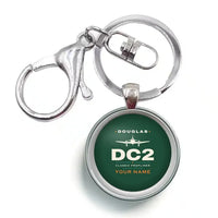 Thumbnail for Douglas DC-2 - Heritage + Name - Circle Key Chain - Dark Green