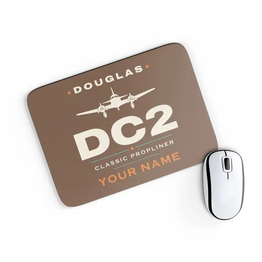 Douglas DC-2 - Heritage + Name - Mouse Pad - Brown