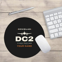 Thumbnail for Douglas DC-2 - Heritage + Name - Round Mouse Pad - Black