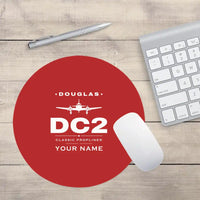 Thumbnail for Douglas DC-2 - Heritage + Name - Round Mouse Pad - Red