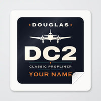 Thumbnail for Douglas DC-2 - Heritage + Name - Square Sticker - Peel