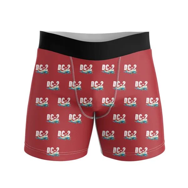 Douglas DC-2 - Men Boxers - Cartoon Pattern - Red