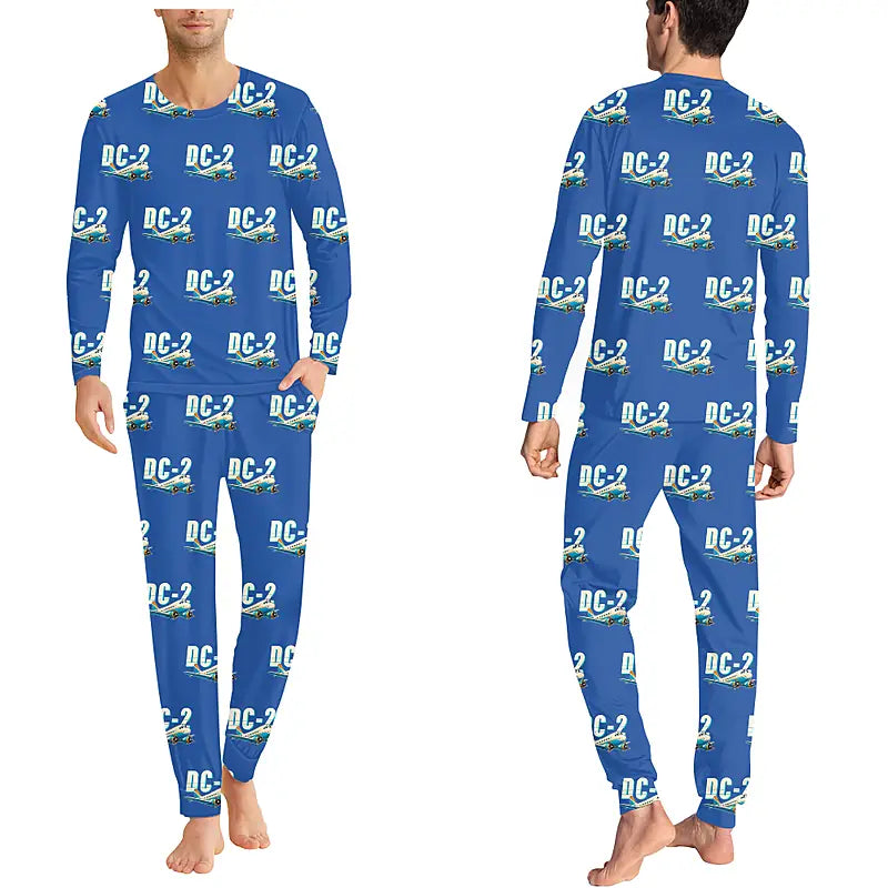 Douglas DC-2 - Men Pajamas - Cartoon Pattern - Blue