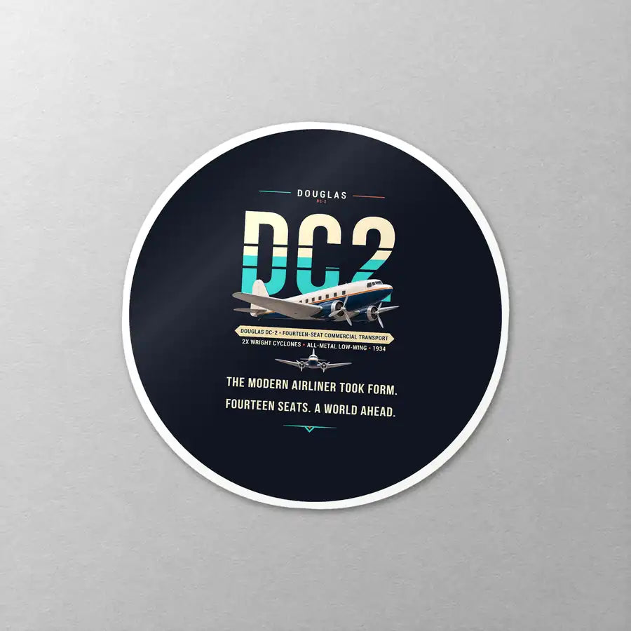 Douglas DC-2 - Original - Circle Sticker - Close-up