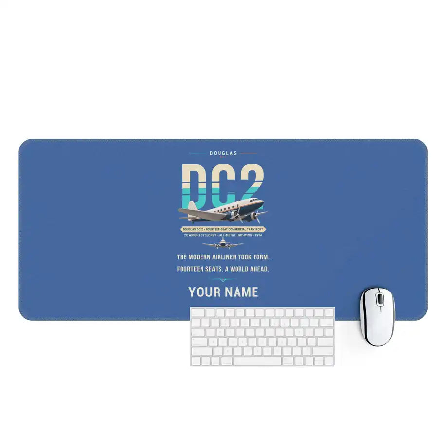 Douglas DC-2 - Original + Name - Desk Mat - Blue