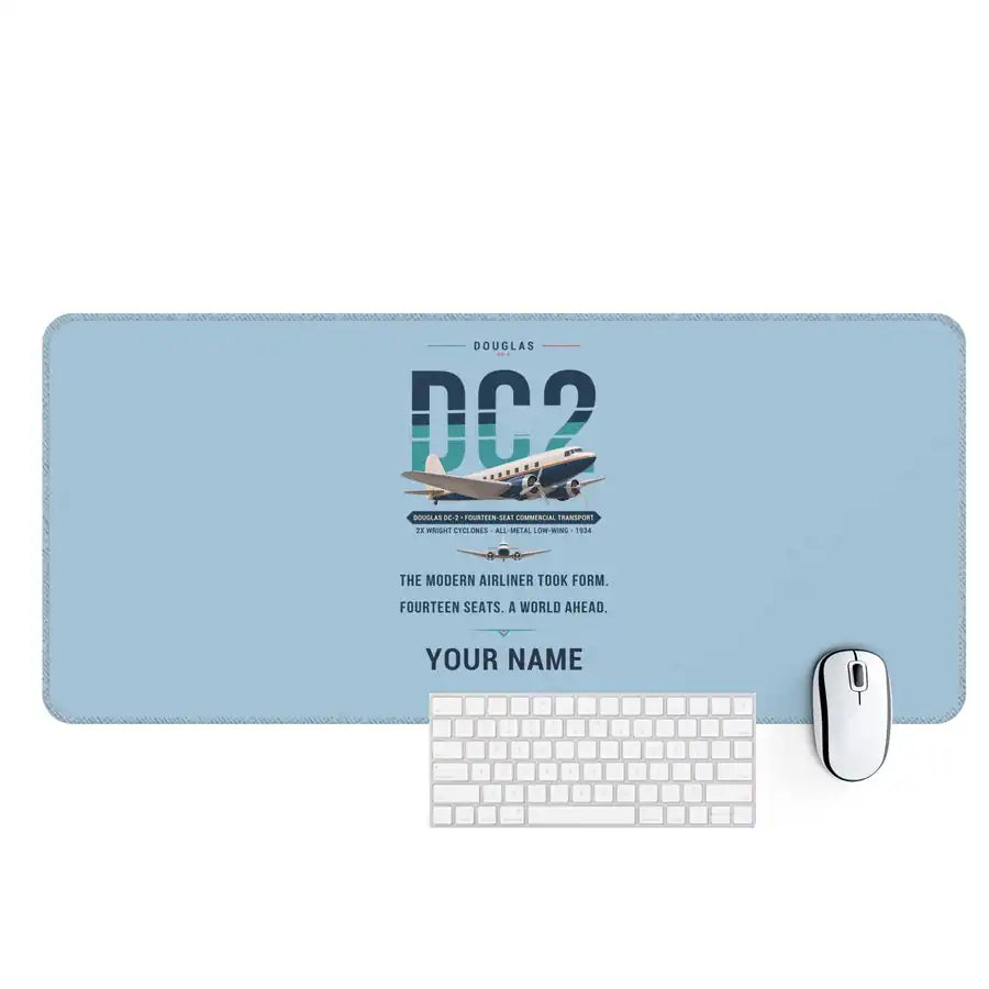 Douglas DC-2 - Original + Name - Desk Mat - Light Blue