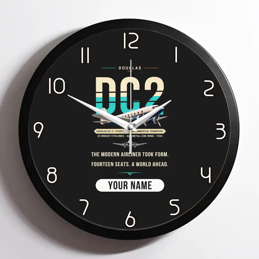 Douglas DC-2 - Original + Name - Framed - Black