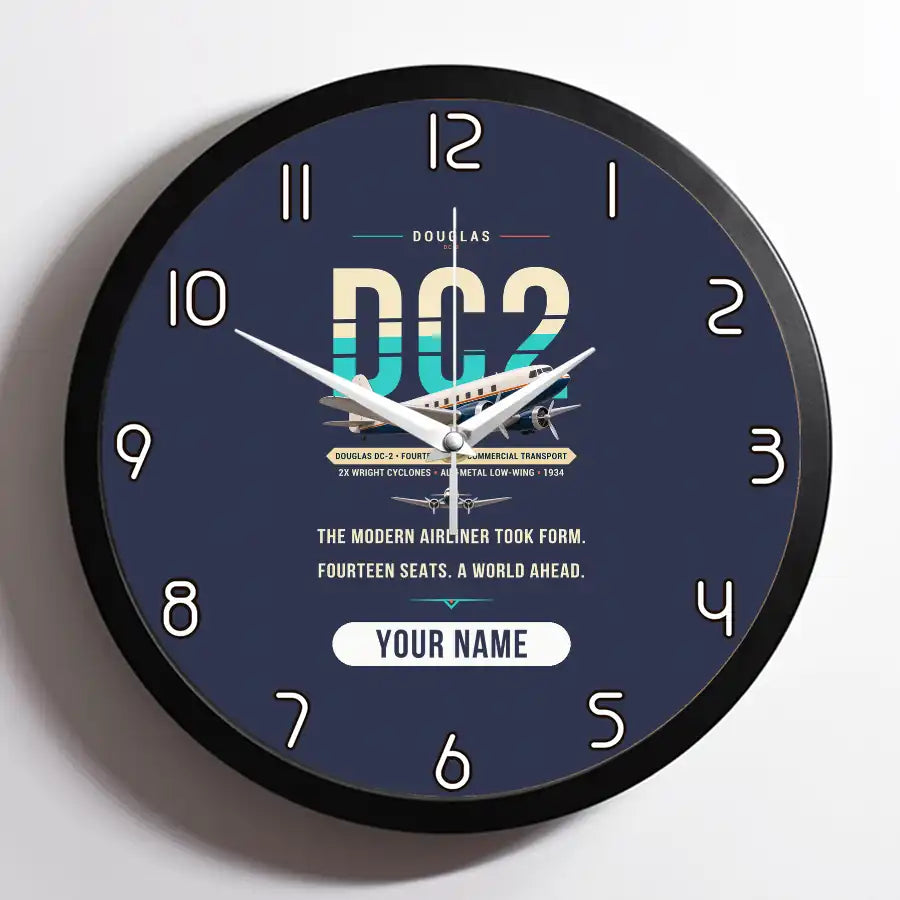 Douglas DC-2 - Original + Name - Framed - Navy Blue