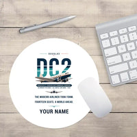 Thumbnail for Douglas DC-2 - Original + Name - Round Mouse Pad - White