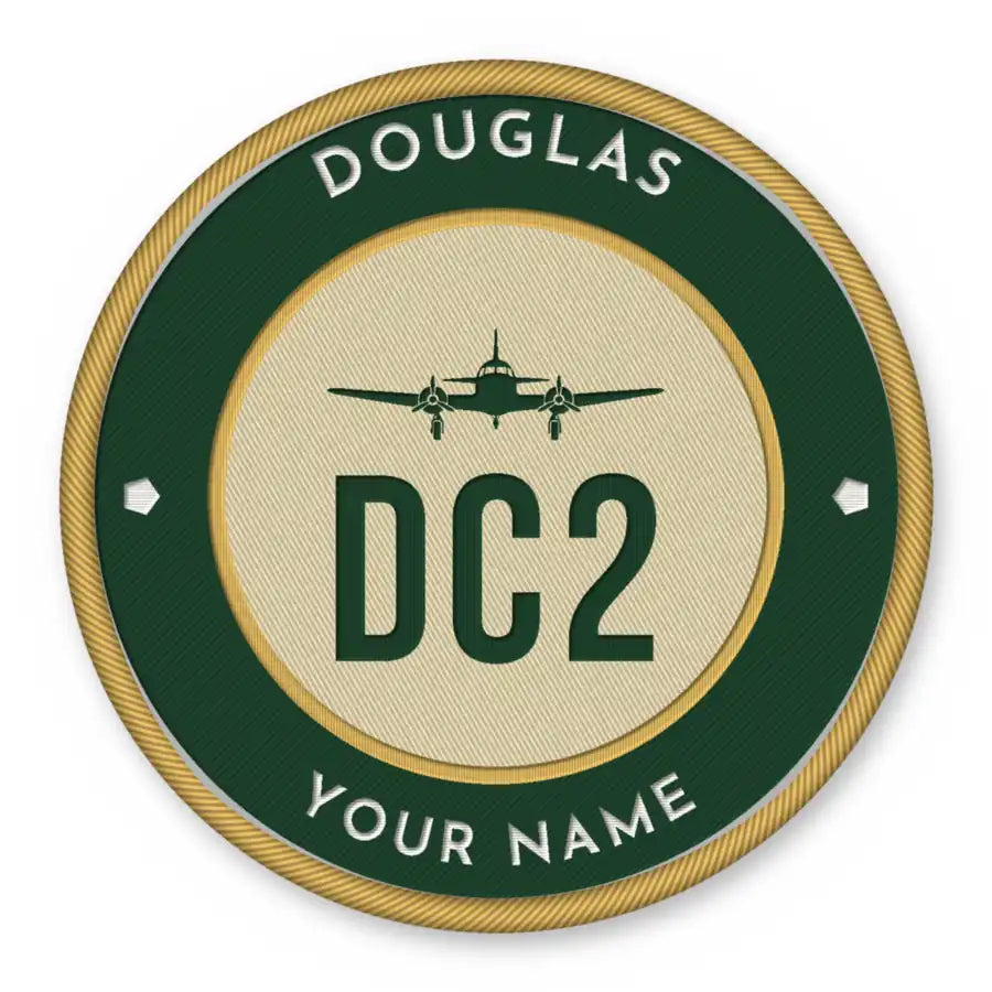 Douglas DC-2 Patches - Circle + Name - Forest Gold