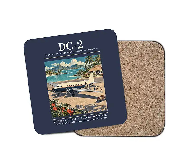 Douglas DC-2 - Poster - Coaster - Navy Blue