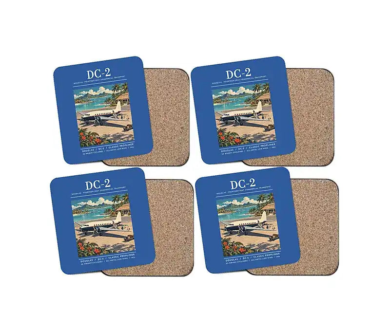Douglas DC-2 - Poster - Coaster Set - Blue