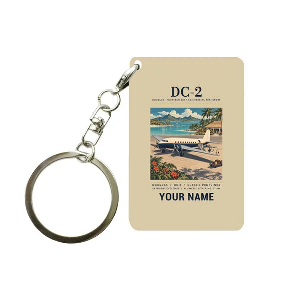 Douglas DC-2 - Poster + Name - Key Chain - Beige