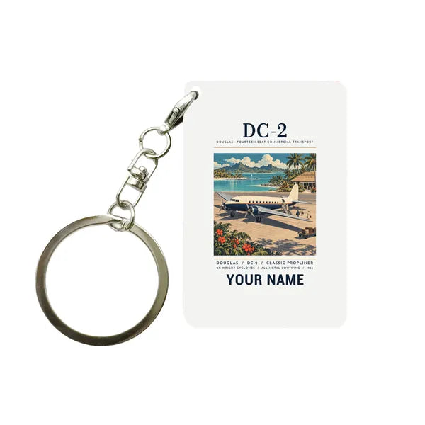 Douglas DC-2 - Poster + Name - Key Chain - White