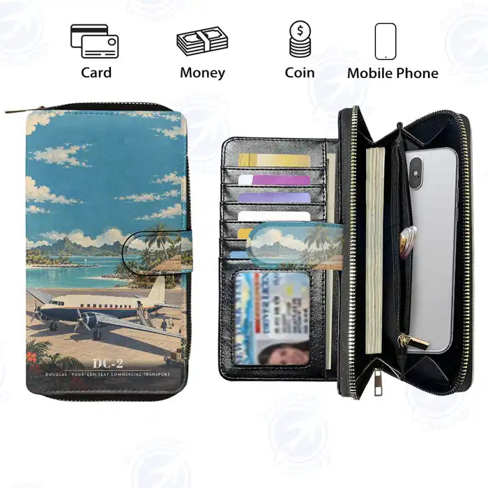 Douglas DC-2 Leather Wallets - Zip Long Wallet - 3D