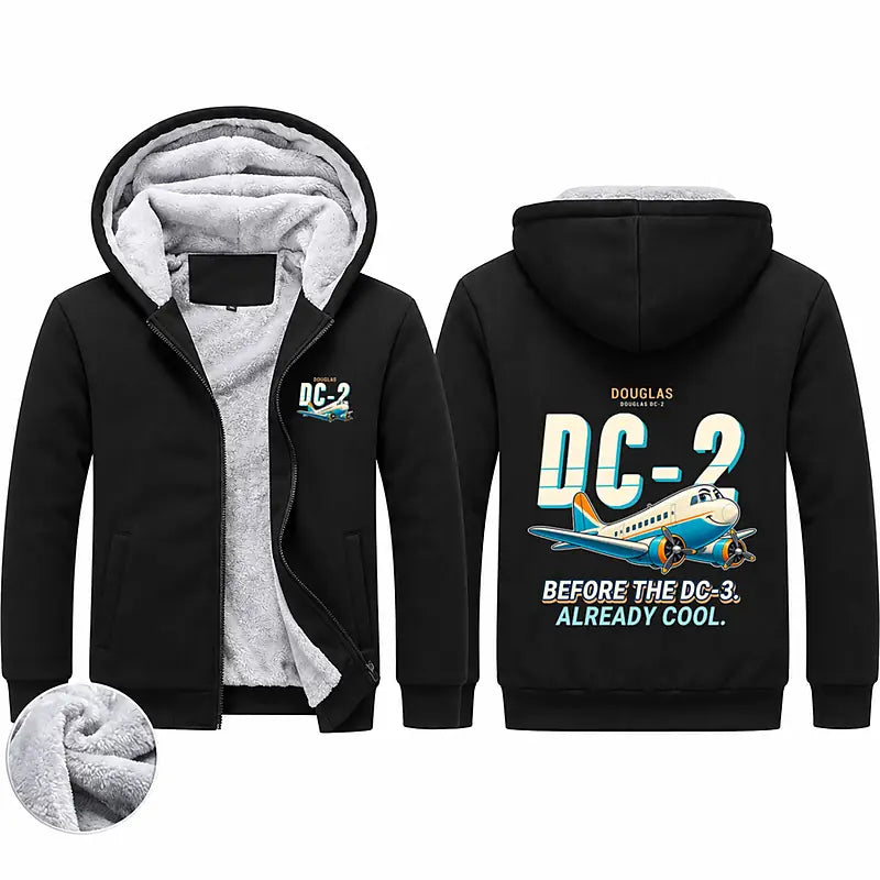 Douglas DC-2 Zipped Sweatshirts - Cartoon - Black