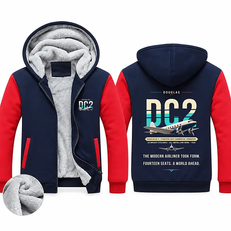 Douglas DC-2 Zipped Sweatshirts - Original - Navy & Red