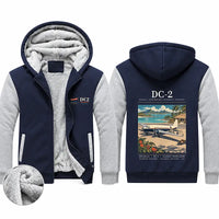 Thumbnail for Douglas DC-2 Zipped Sweatshirts - Poster - Navy & Gray
