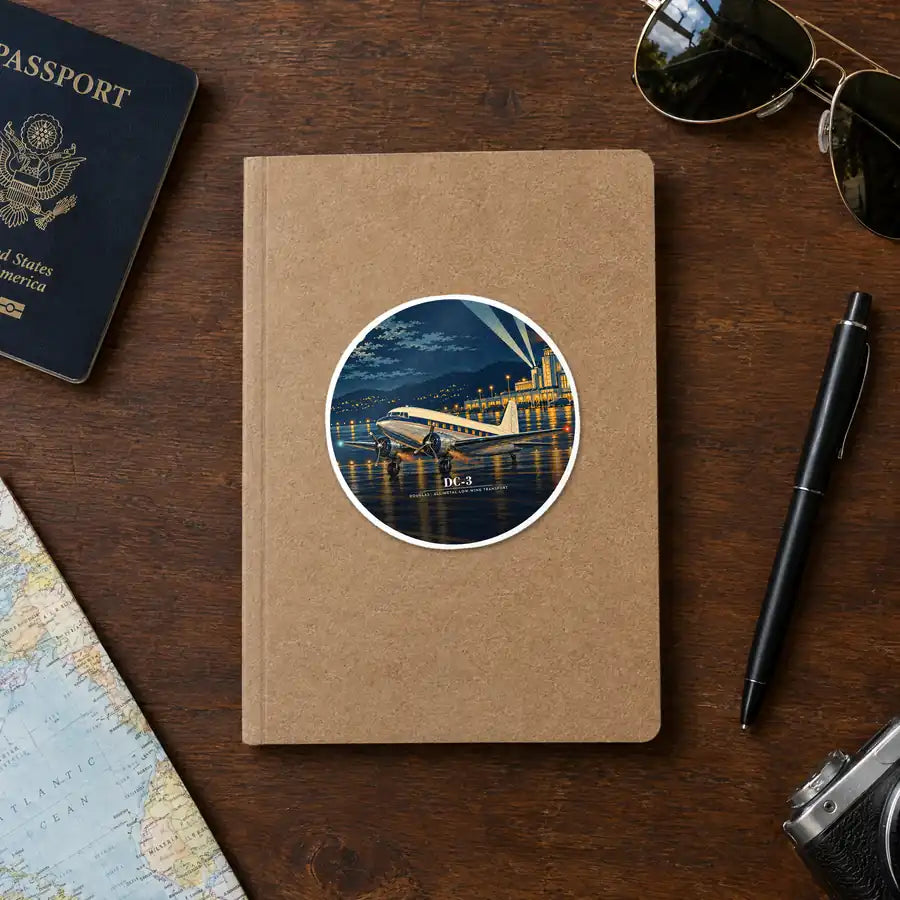 Douglas DC-3 - 3D - Circle Sticker - Notebook