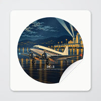 Thumbnail for Douglas DC-3 - 3D - Circle Sticker - Peel