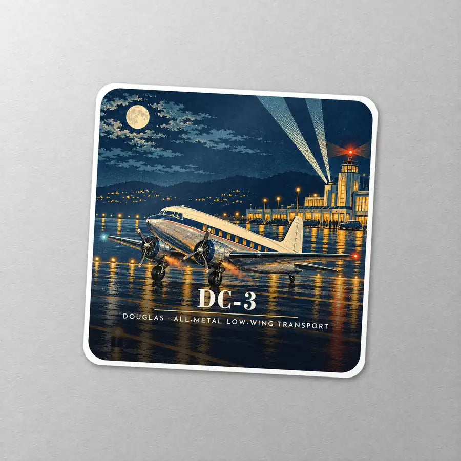 Douglas DC-3 - 3D - Square Sticker - Close-up