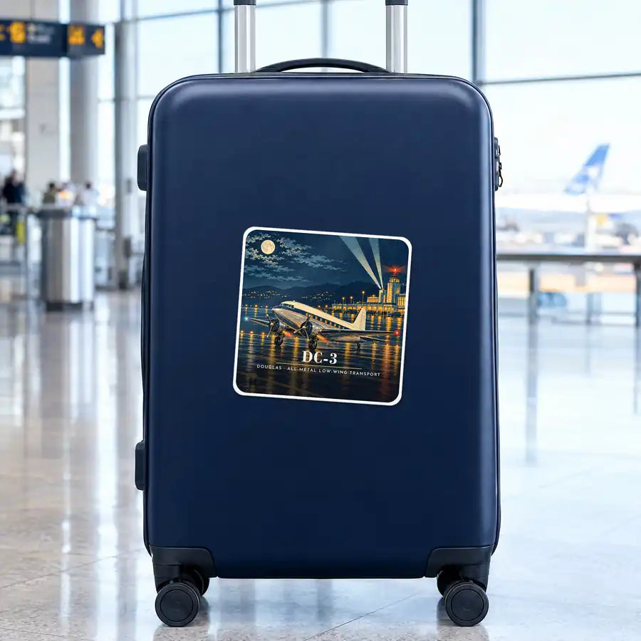 Douglas DC-3 - 3D - Square Sticker - Suitcase