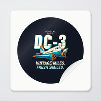 Thumbnail for Douglas DC-3 - Cartoon - Circle Sticker - Peel