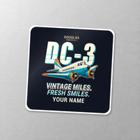 Thumbnail for Douglas DC-3 - Cartoon + Name - Square Sticker - Close-up