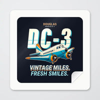 Thumbnail for Douglas DC-3 - Cartoon - Square Sticker - Peel