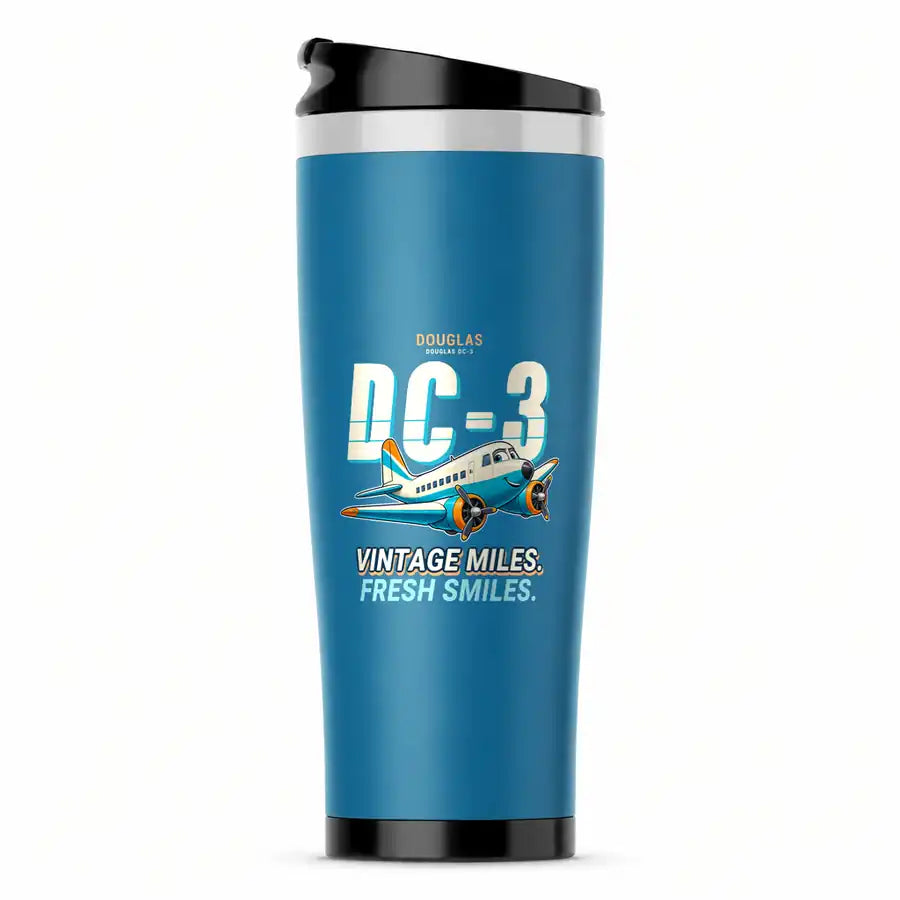 Douglas DC-3 - Cartoon - Stainless Steel (No Holder) - Light Blue