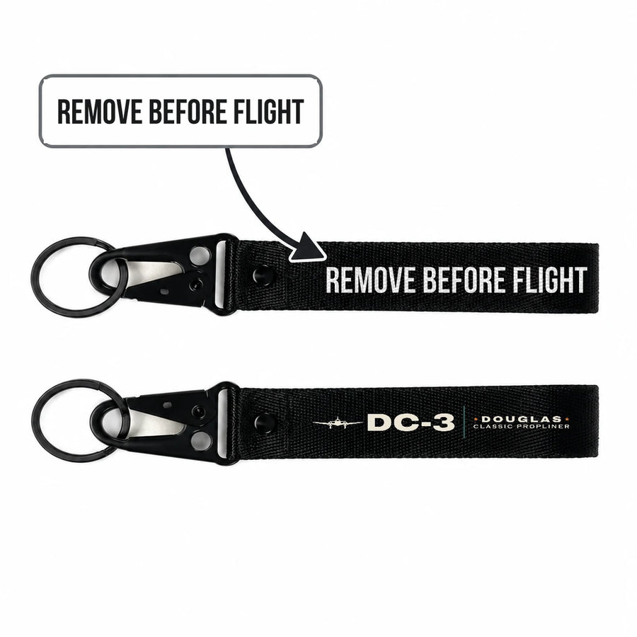 Douglas DC-3 Hawk-Shaped Key Chains - Black - Heritage - Remove Before Flight