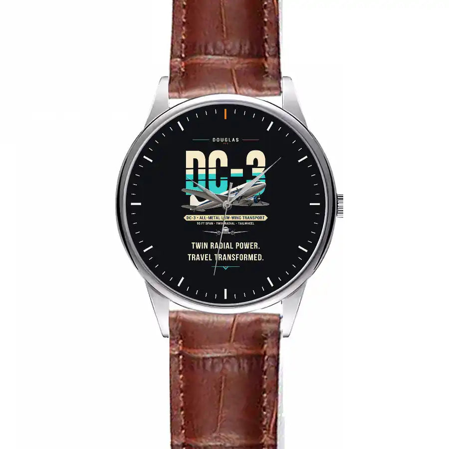 Douglas DC-3 - Original - Leather Strap - Striped Brown Leather Strap