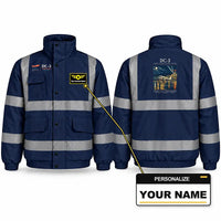 Thumbnail for Douglas DC-3 Reflective Winter Jackets - Poster + Name - Navy Blue