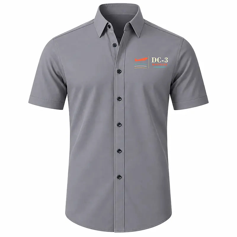Douglas DC-3 - Short Sleeve Shirt - Poster - Gray